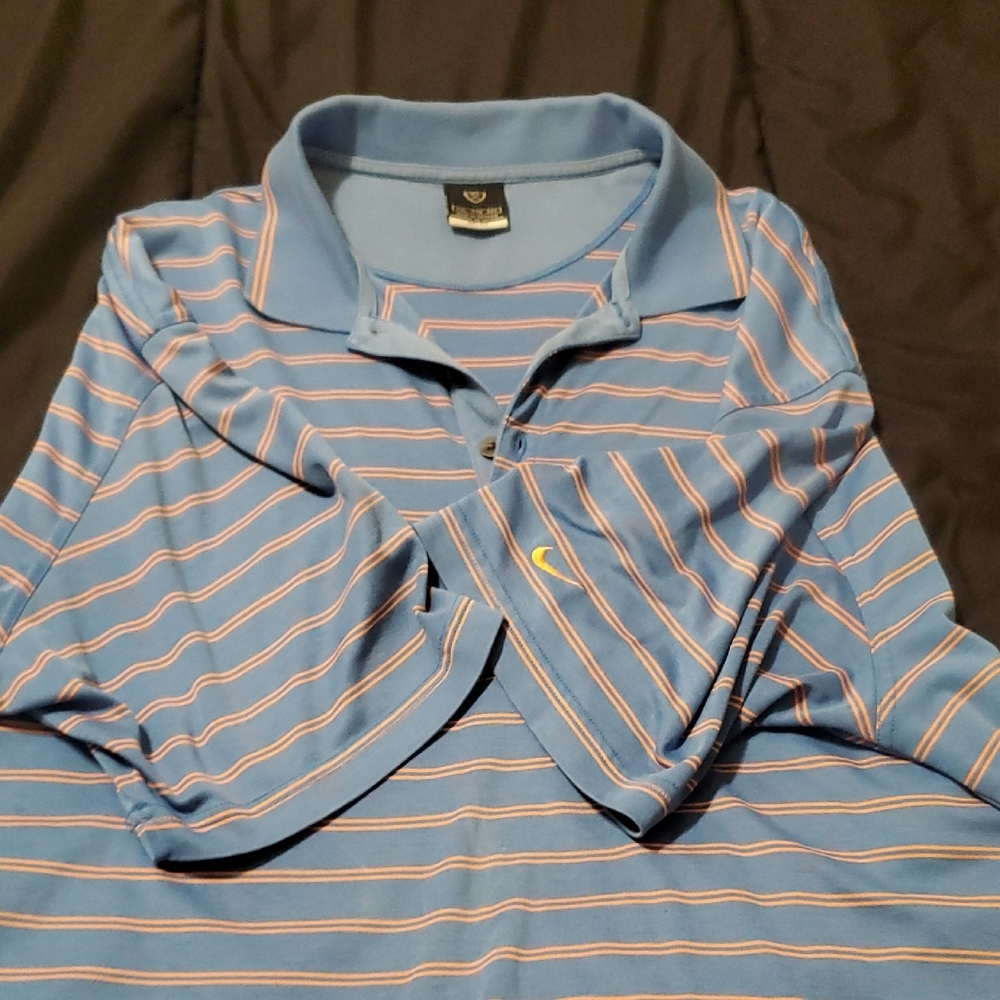 Nike Blue and Pink Striped Polo Shirt - Picture 4 of 4
